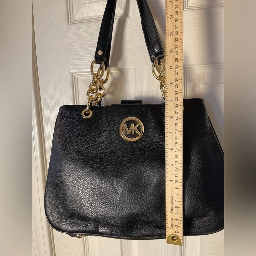 Michael Kors Fulton Chain Tote Black Leather Bag